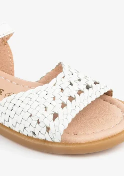 Online Sandalias De Niña Piel Trenzada Blanco Sandalias|Zapatos De Ceremonia
