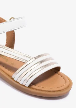 Best Sandalias De Niña Tira Adherente Napa Blanco Oro Sandalias|Zapatos De Ceremonia