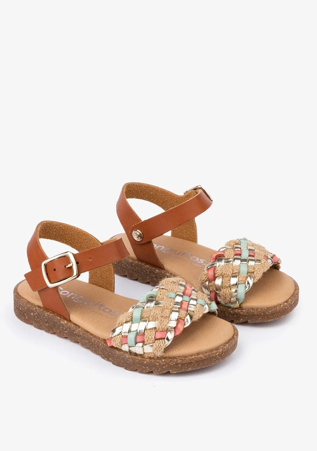 Shop Sandalias De Niña Trenzado Piel Marrón Sandalias