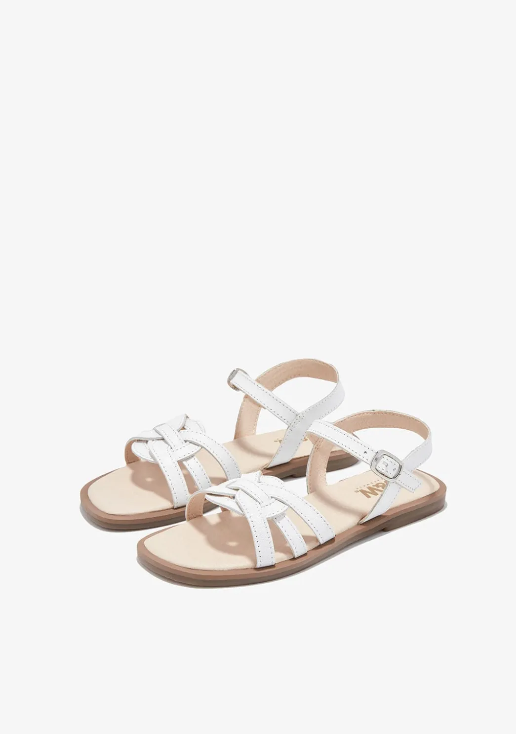 Online Sandalias Nudo Hebilla Blanco B&W Sandalias|Sandalias