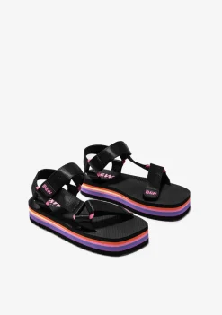 Flash Sale Sandalias Plataforma Negro B&W Sandalias|Chanclas