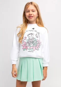 Cheap Sudadera De Niña Blanco Oso Glitter Flores Sudaderas