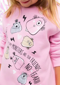 Store Sudadera De Niña Capucha Monstruos Rosa Sudaderas
