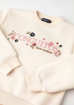 Clearance Sudadera De Niña Flores Beige Sudaderas