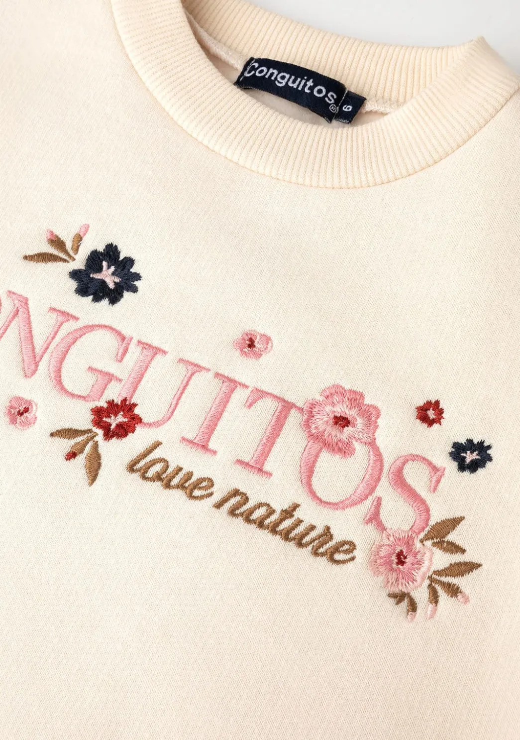 Clearance Sudadera De Niña Flores Beige Sudaderas