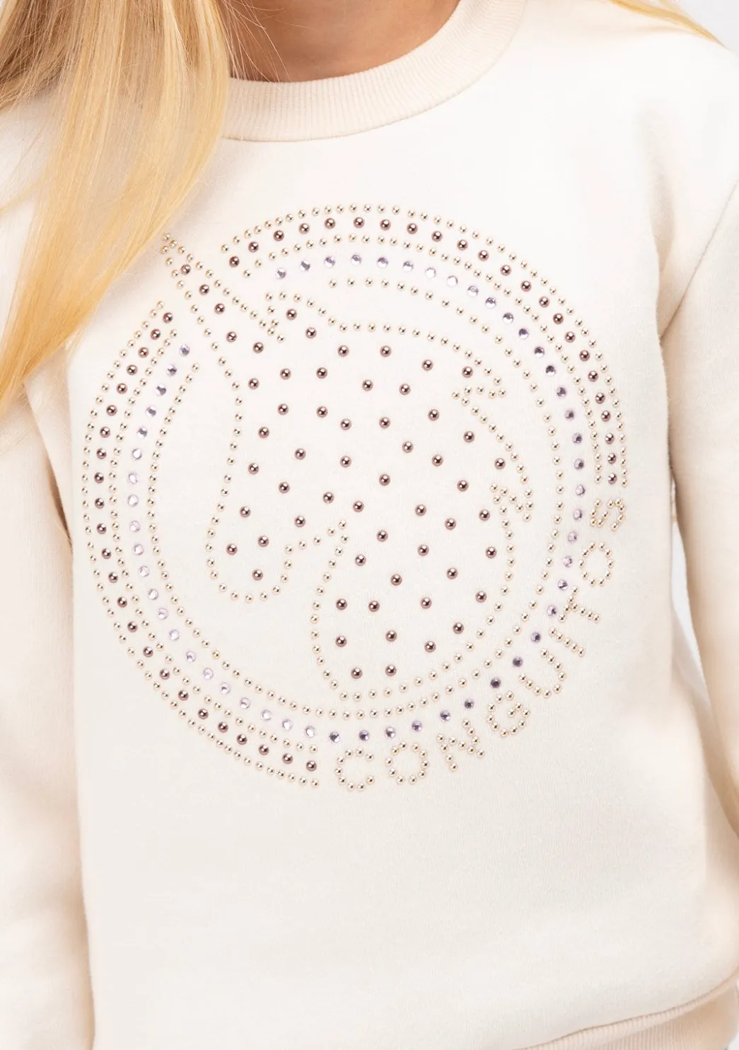 Online Sudadera De Niña Unicornio Strass Beige Sudaderas