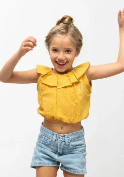 Sale Top De Niña Volante Mostaza Camisetas