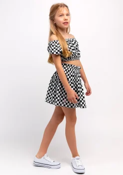 Best Sale Top Niña Cuadros Negro Camisetas