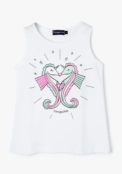 Flash Sale Top Niña Estampado Caballito De Mar Blanco Camisetas