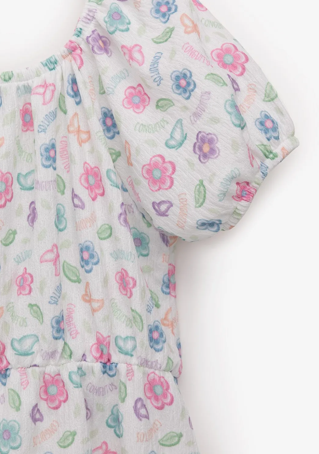 Clearance Vestido Niña Estampado Flores Blanco Vestidos De Verano|Vestidos