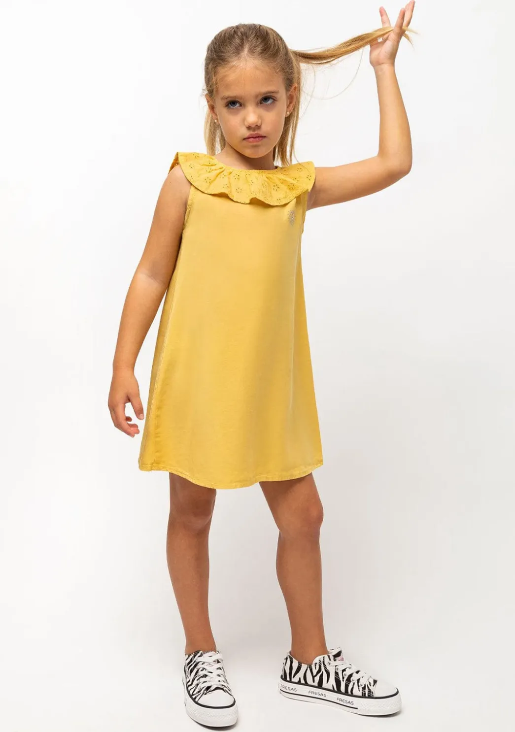 Cheap Vestido De Niña Tencel Mostaza Vestidos De Verano|Vestidos