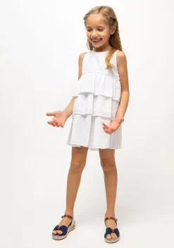 Online Vestido De Niña Volantes Blanco Vestidos De Verano|Vestidos