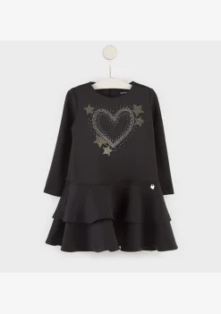 Cheap Vestido De Niña Volantes Corazón Negro Vestidos