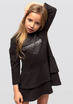 Fashion Vestido De Niña Volantes Gris Vestidos Sudadera|Vestidos