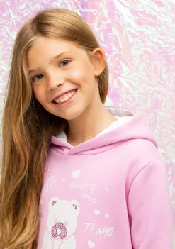 Cheap Vestido Niña Capucha Osito Pedrería Rosa Vestidos Sudadera|Vestidos