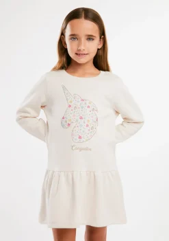Discount Vestido Sudadera Unicornio Beige Vestidos