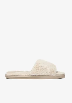 Sale Zapatilla De Casa Con Punta Abierta Beige Zapatillas De Casa|Zapatillas De Casa