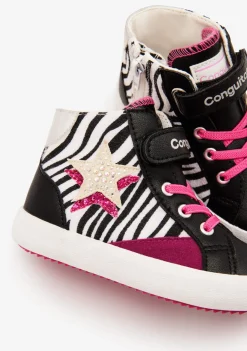 Shop Zapatillas Altas Cebra Con Estrella Negro Zapatillas
