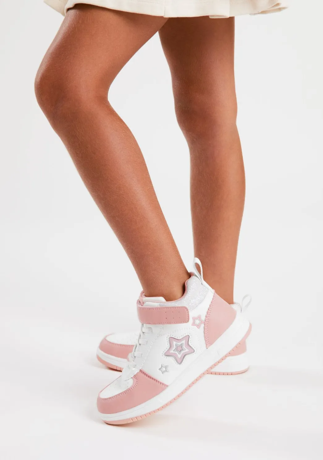 Outlet Zapatillas Altas Con Luces Estrellas Rosa Zapatillas Con Luces|Zapatillas
