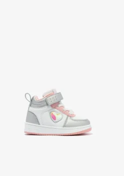 Fashion Zapatillas Altas De Bebé Con Luz Corazón Plata Zapatillas Con Luces|Zapatillas