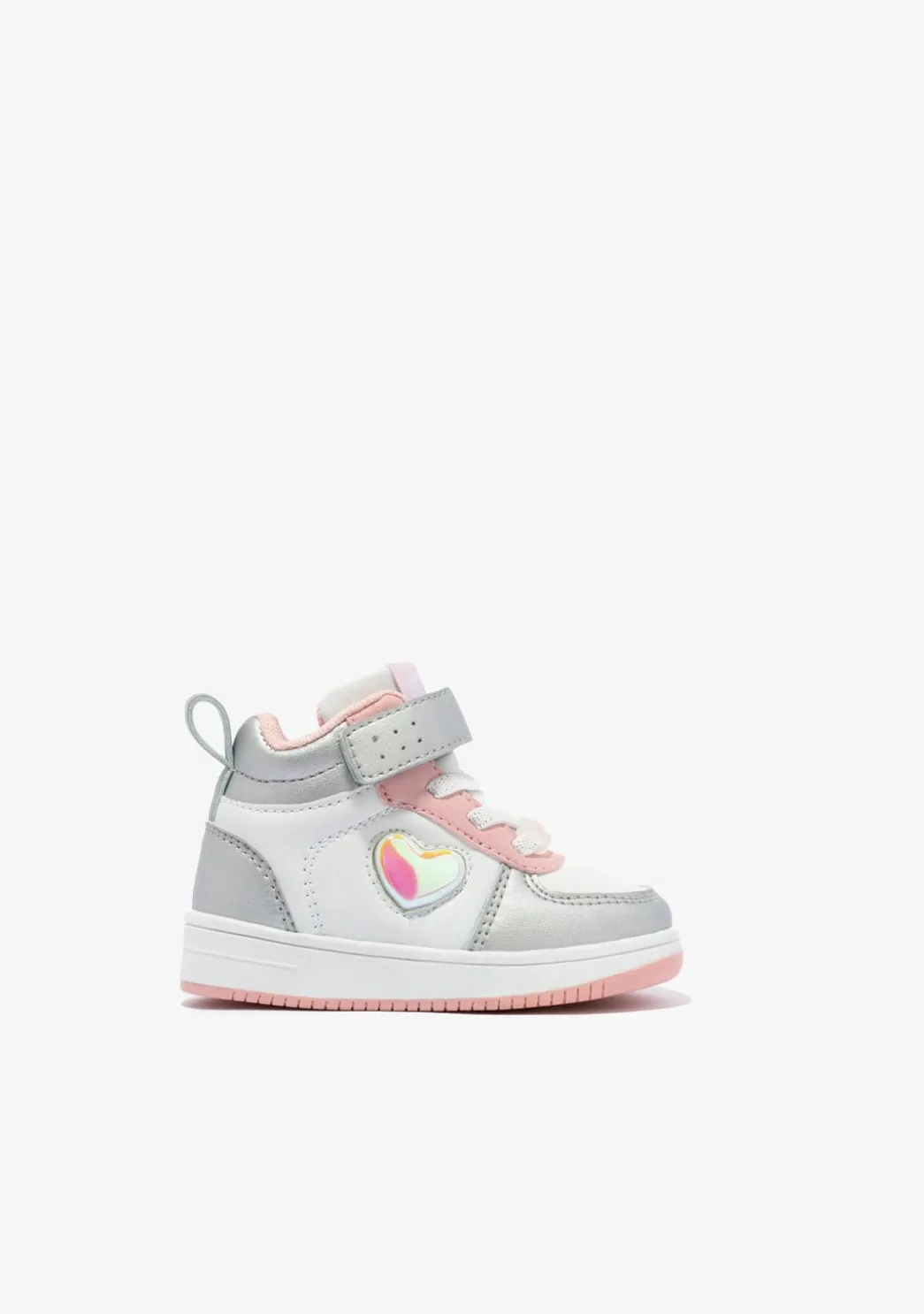Fashion Zapatillas Altas De Bebé Con Luz Corazón Plata Zapatillas Con Luces|Zapatillas