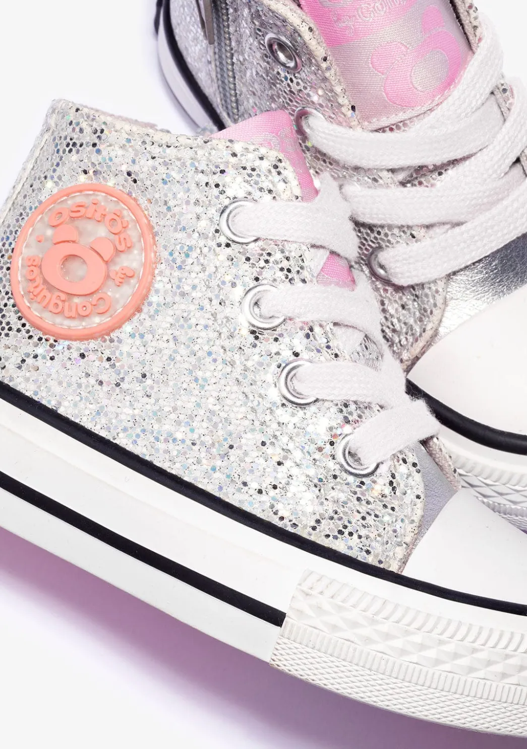 Shop Zapatillas Altas De Bebé Glitter Plata Zapatillas|Zapatillas
