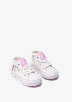 Cheap Zapatillas Altas De Bebé Unicornio Solar Lona Blanco Zapatillas|Zapatillas