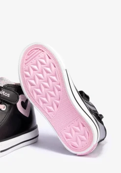 Cheap Zapatillas Altas De Niña Charol Corazón Negro Zapatillas