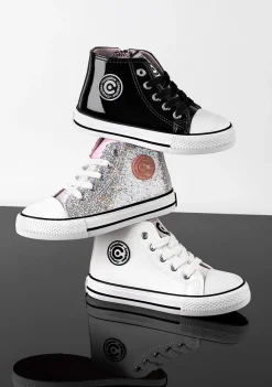 Best Sale Zapatillas Altas De Niña Glitter Plata Zapatillas