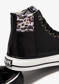 Cheap Zapatillas Altas De Niña Patchwork Negro B&W Zapatillas|Zapatillas