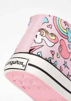 Outlet Zapatillas Altas De Niña Unicornio Rosa Zapatillas