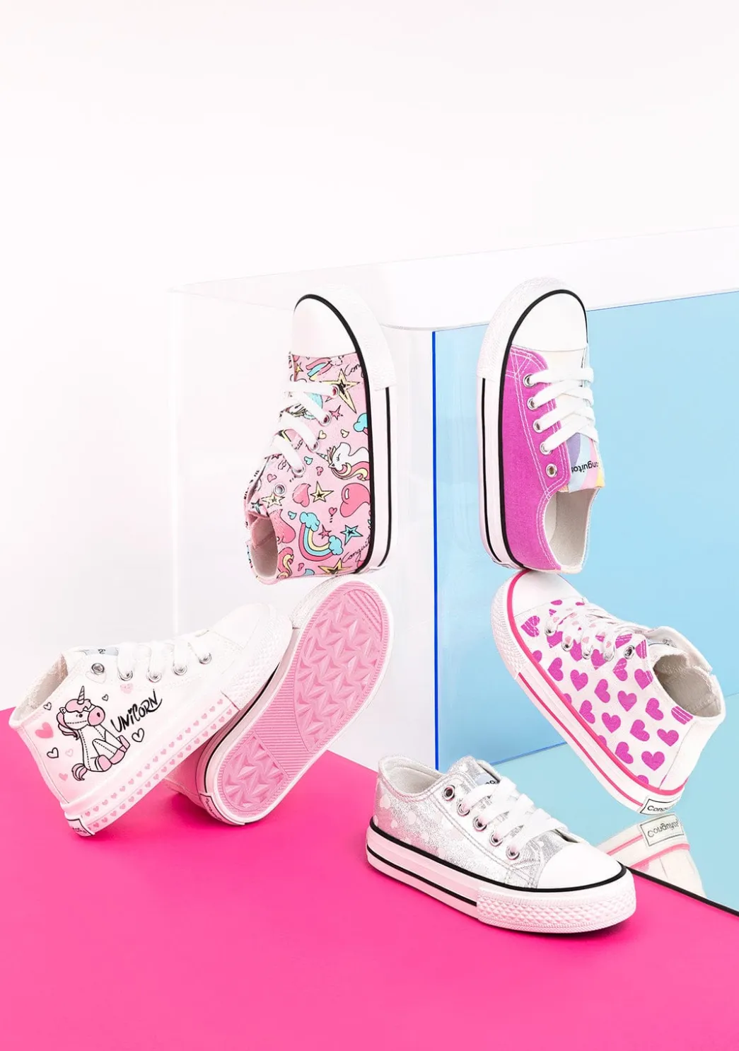 Outlet Zapatillas Altas De Niña Unicornio Rosa Zapatillas