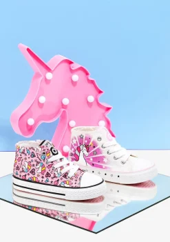 Discount Zapatillas Altas De Niña Unicornio Solar Lona Blanco Zapatillas