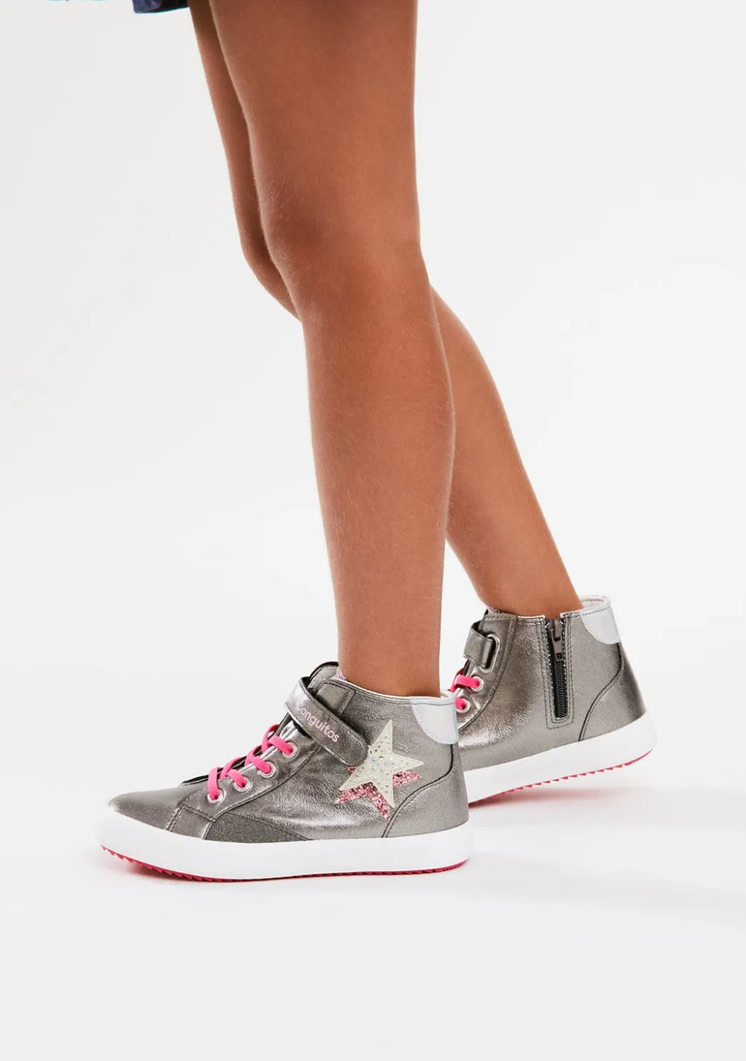 Store Zapatillas Altas Estrella Plata Zapatillas