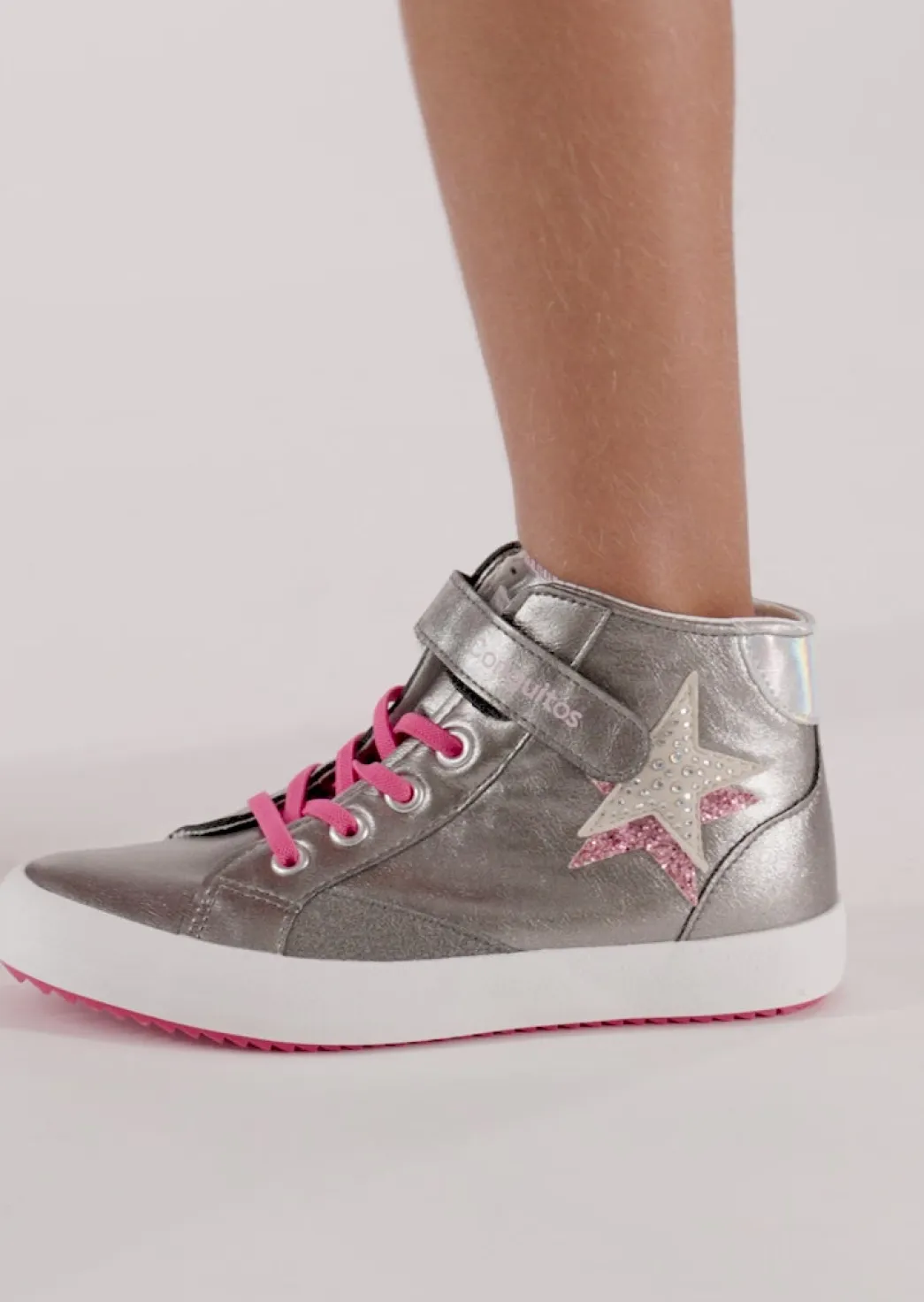 Store Zapatillas Altas Estrella Plata Zapatillas