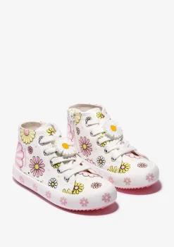 Clearance Zapatillas Altas Flores Brillo En La Oscuridad Blanco Zapatillas