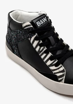 Outlet Zapatillas Altas Glitter Cebra B&W Zapatillas|Zapatillas