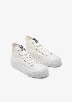 Discount Zapatillas Altas Lona Plataforma Blanco B&W Zapatillas|Zapatillas