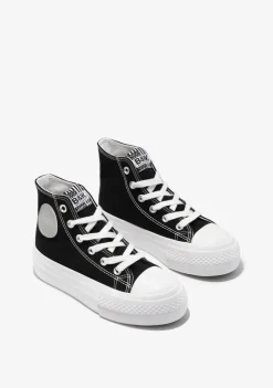 Cheap Zapatillas Altas Lona Plataforma Negro B&W Zapatillas|Zapatillas