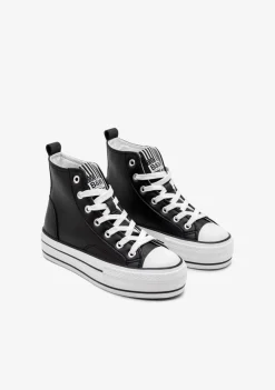 Best Zapatillas Altas Napa Negra B&W Zapatillas|Zapatillas