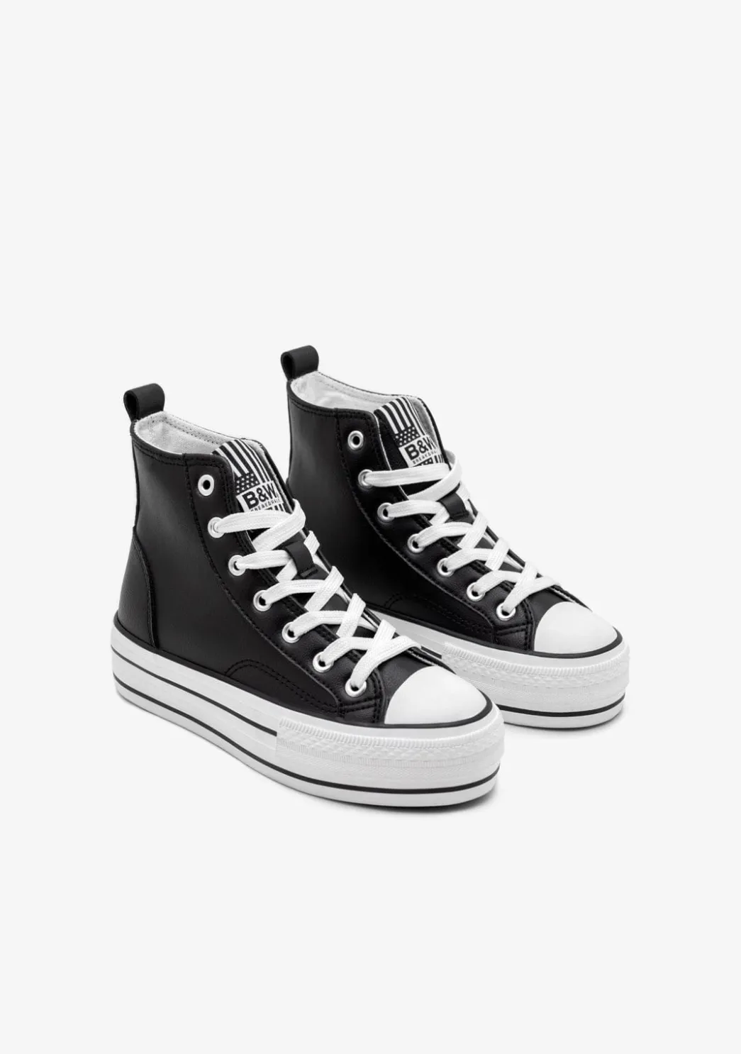 Best Zapatillas Altas Napa Negra B&W Zapatillas|Zapatillas