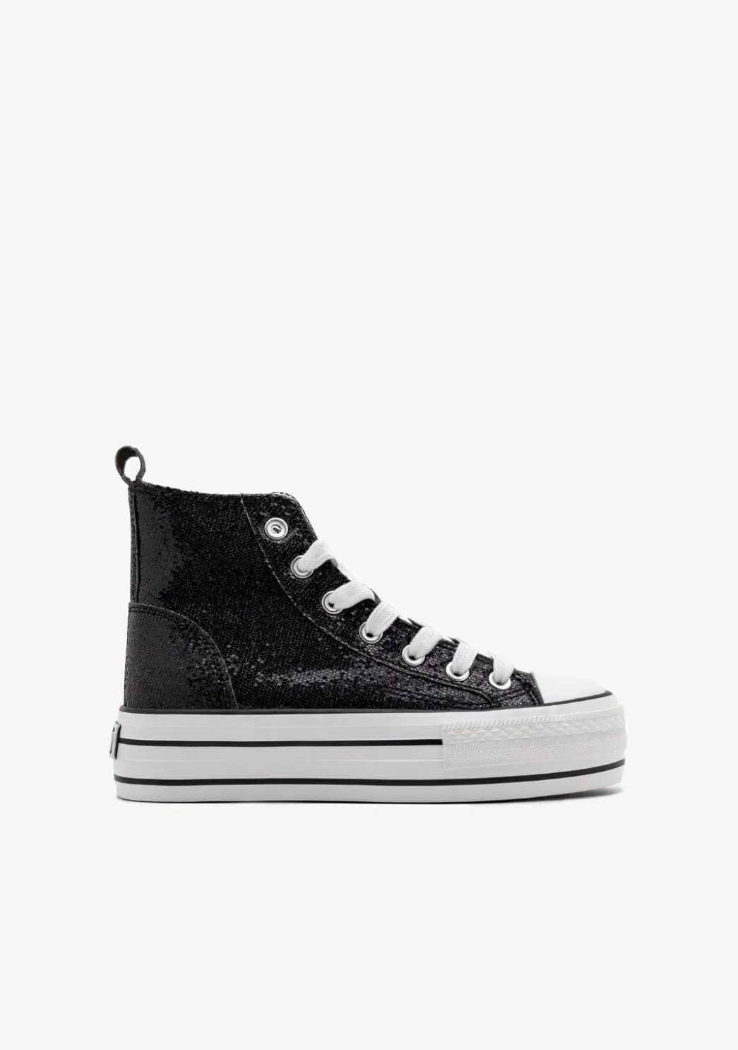 Best Zapatillas Altas Negras Con Purpurina B&W Zapatillas|Zapatillas