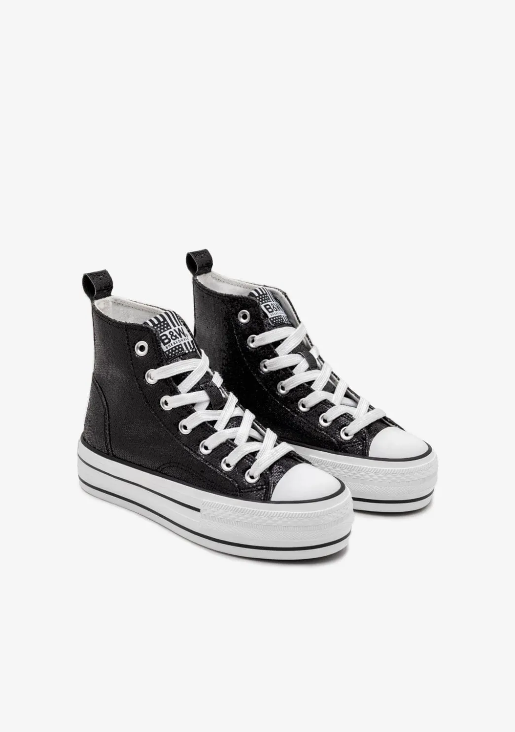 Best Zapatillas Altas Negras Con Purpurina B&W Zapatillas|Zapatillas