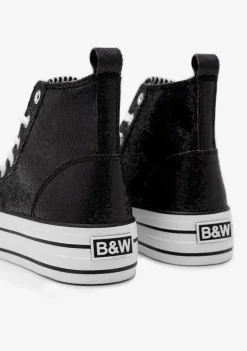 Best Zapatillas Altas Negras Con Purpurina B&W Zapatillas|Zapatillas