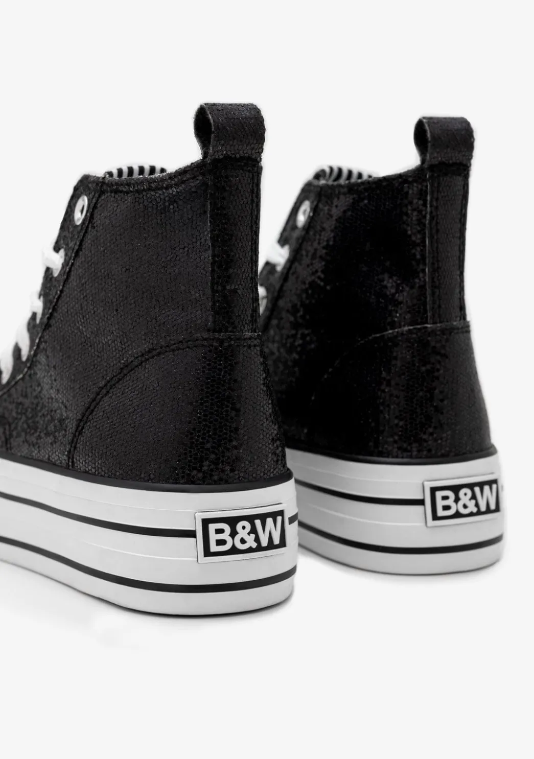 Best Zapatillas Altas Negras Con Purpurina B&W Zapatillas|Zapatillas