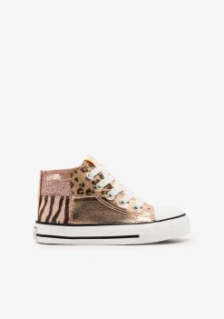 Sale Zapatillas Altas Patchwork Dorado Zapatillas|Zapatillas