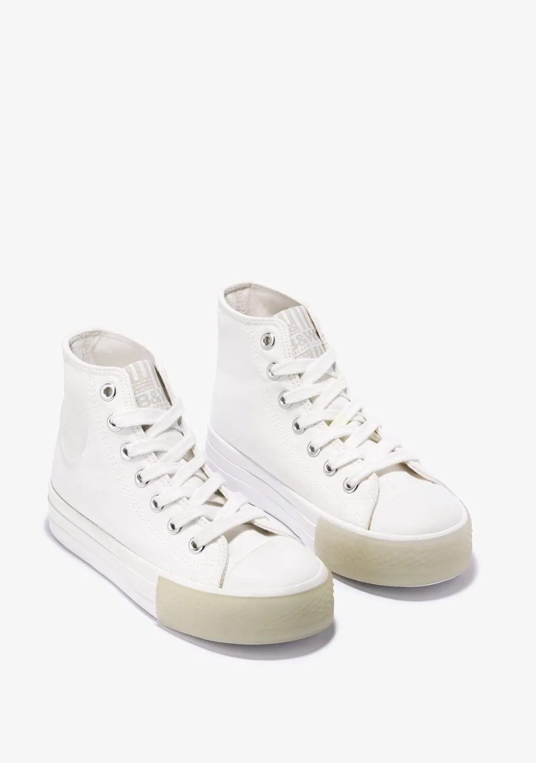 Online Zapatillas Altas Unisex Logo Lona Blanco B&W Zapatillas|Zapatillas