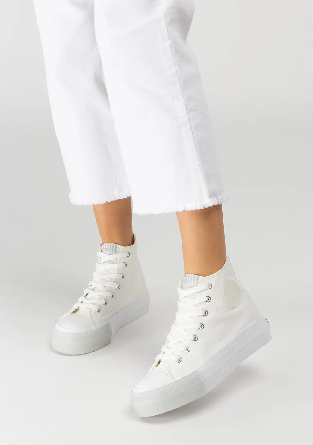 Online Zapatillas Altas Unisex Logo Lona Blanco B&W Zapatillas|Zapatillas