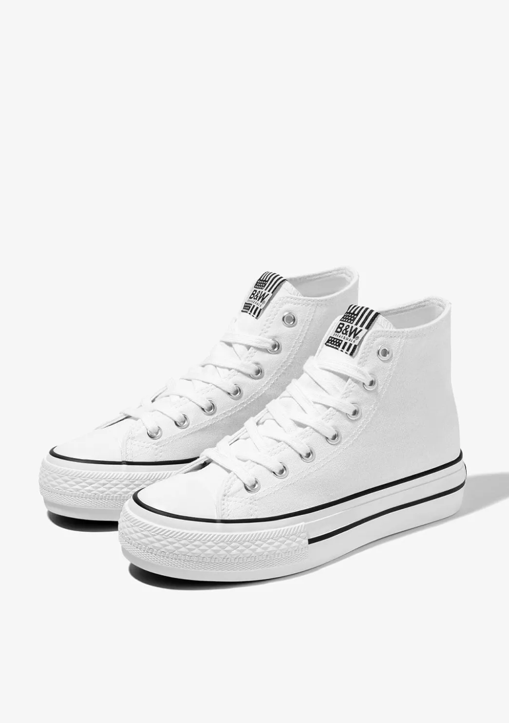 Outlet Zapatillas Altas Unisex Lona Blanco B&W Zapatillas|Zapatillas