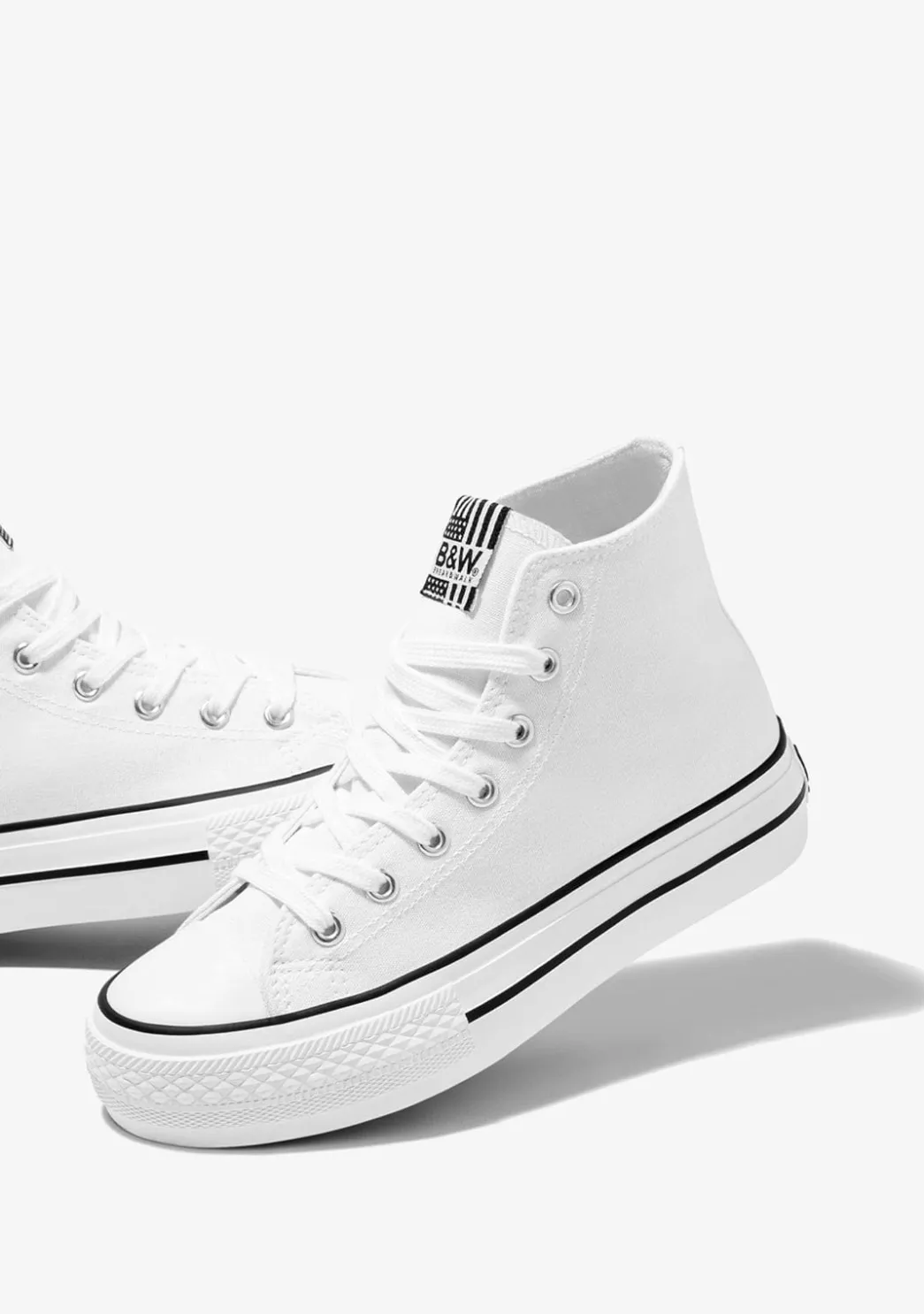 Outlet Zapatillas Altas Unisex Lona Blanco B&W Zapatillas|Zapatillas